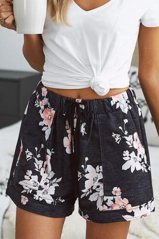 Black Floral Print Casual Pocketed Shorts - Soho Chic Shoppe