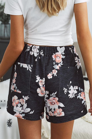 Black Floral Print Casual Pocketed Shorts - Soho Chic Shoppe