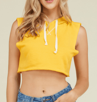 Crop Hoodie Sweatshirt - Yellow - Soho Chic Shoppe