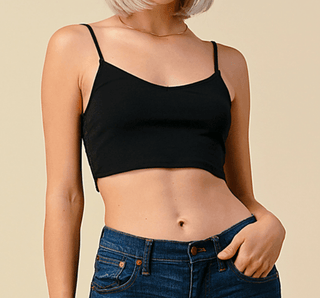 Laced Back Crop Cami Top - Black - Soho Chic Shoppe