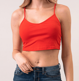 Laced Back Crop Cami Top - Red - Soho Chic Shoppe