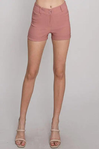 Millennium High Waist Trouser Shorts - Mauve - Soho Chic Shoppe