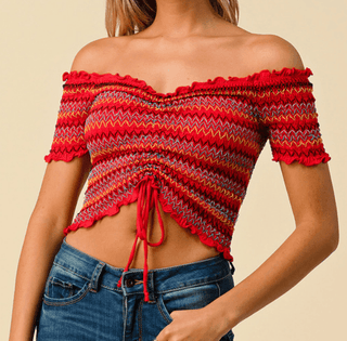 Multicolor Off the Shoulder Top - Red - Soho Chic Shoppe