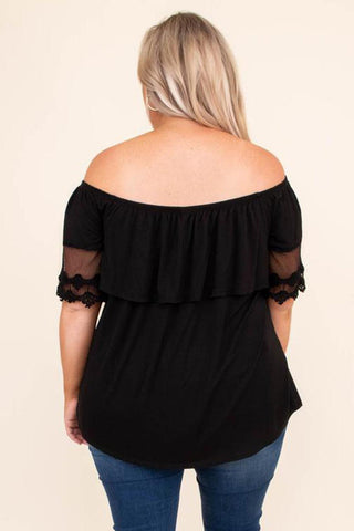 Off-the-Shoulder Lace Sleeve Top - Plus Size - Soho Chic Shoppe