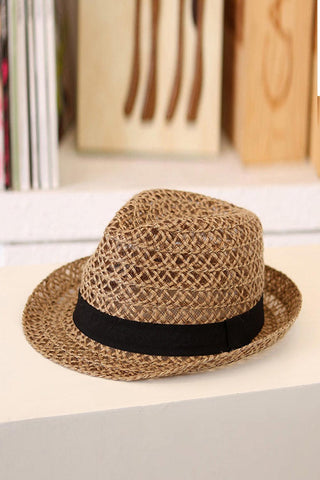 Wide Brim Straw Fedora Hat - Soho Chic Shoppe